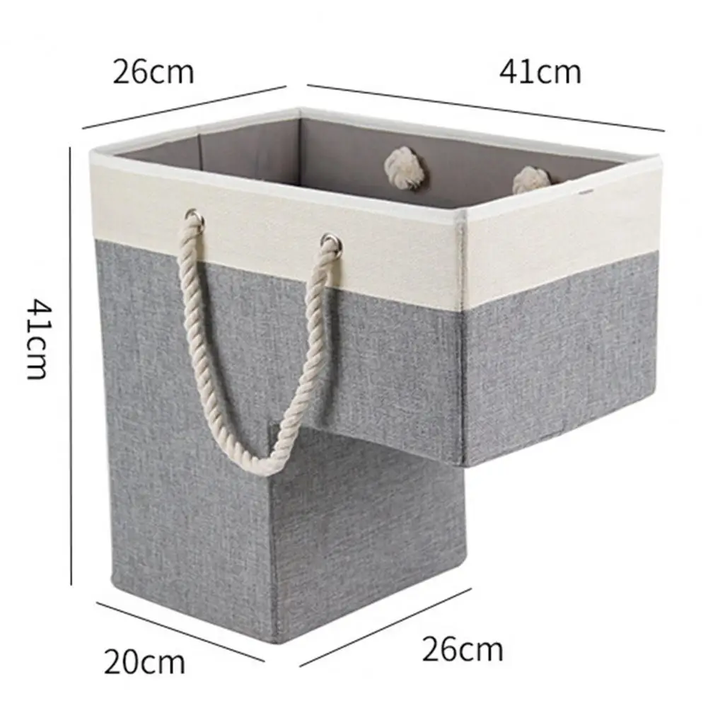 Foldable Stair Basket Portable Cotton Rope Handle Heavy Duty Fabric Carpeted Wooden Staircase Storage Organizer Container Holder 6