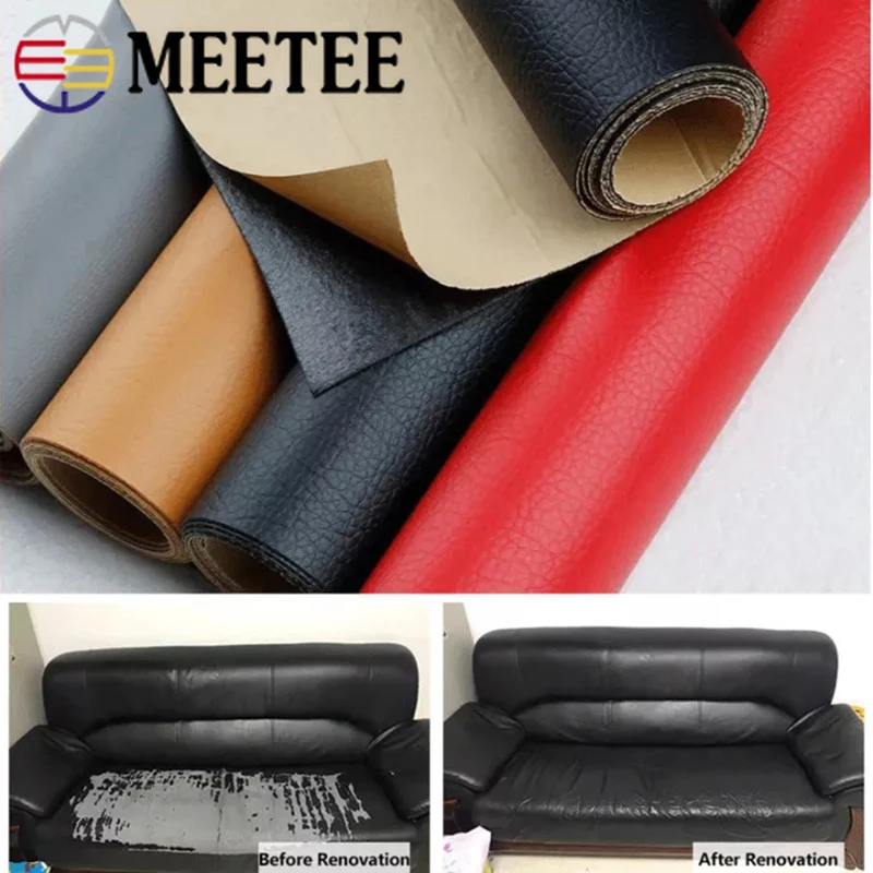 50*135cm Meetee Self-adhesive Leather for Sofa Repair Patch Stick-on Furniture Table Chair Seat Bags Stickers PU Fabric Patches
