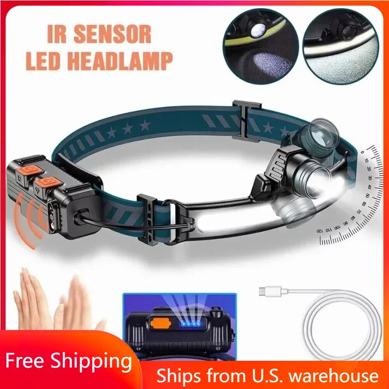 

LED Headlamp USB Rechargeable 1000 Lu Headlight 6 Modes Head Torch Work Light Flashlight Waterproof Zoomable Headlamp Camping