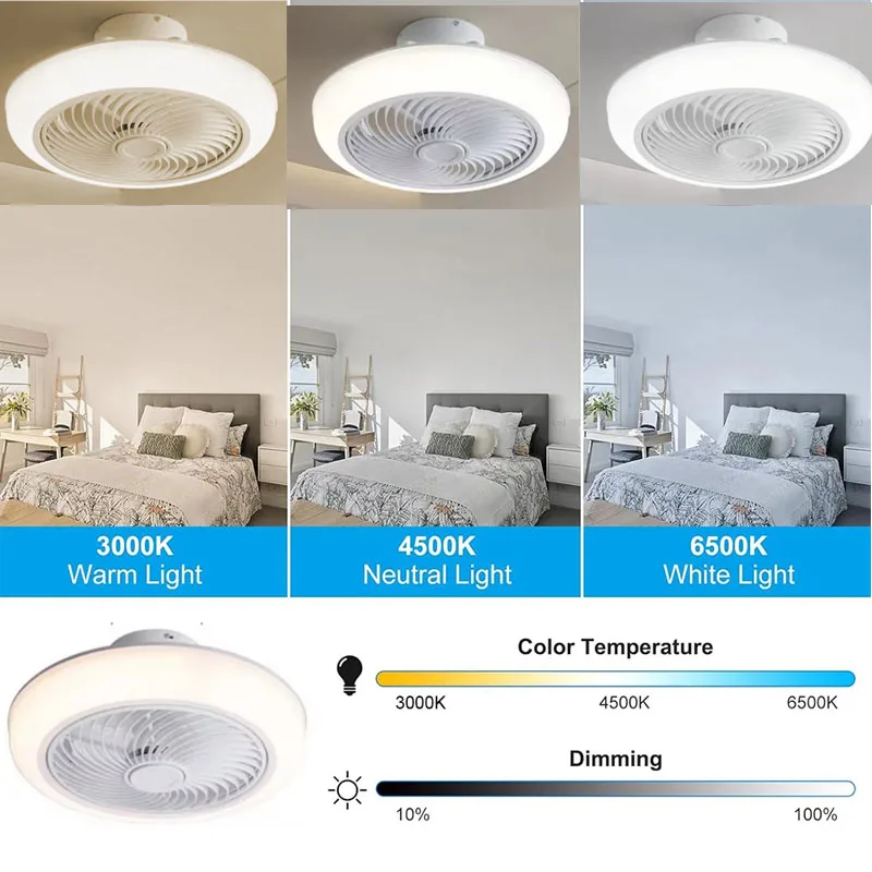 46CM LED Ceiling Fan Light Modern High Wind Silent APP Remote Control Living Room Bedroom Dining Room Dimmable Lighting Fixtures