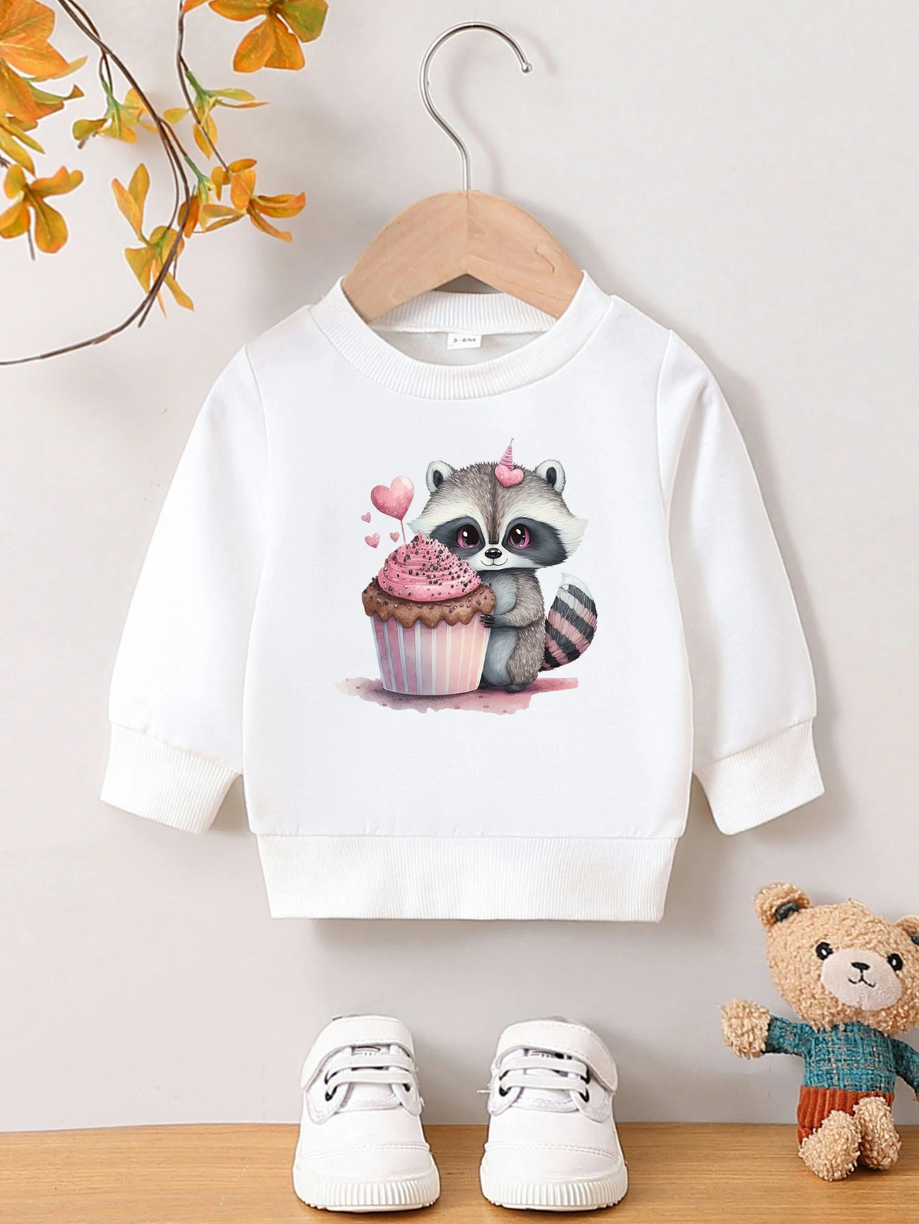 Autumn And Winter Baby Boy Round Neck Long Sleeved Casual Cute Cartoon Hoodie Suitable For Ages 1-2