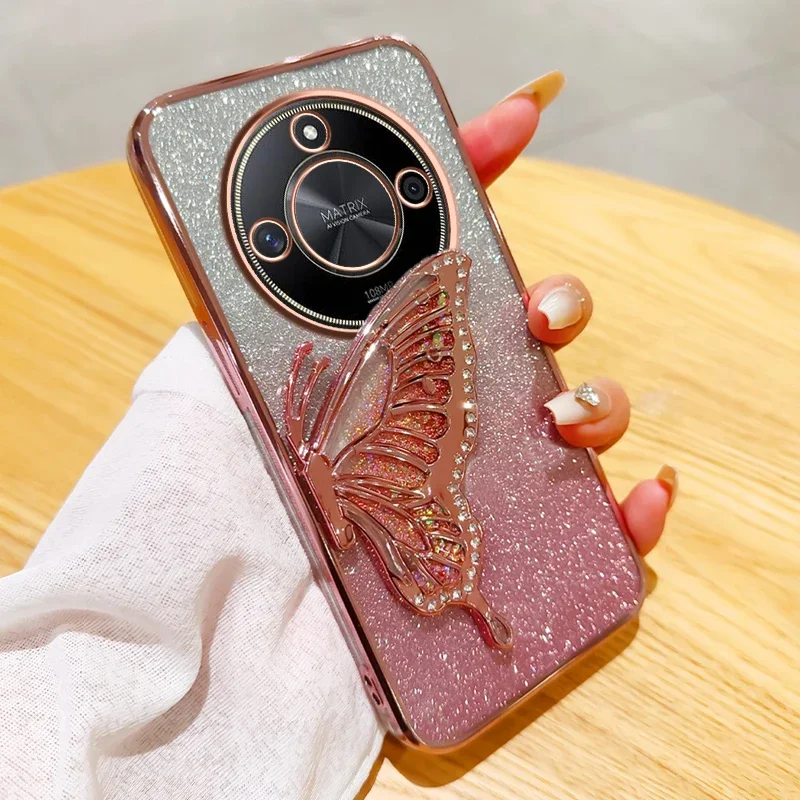 Enhance your device with the Elegant Butterfly Glitter Pink Phone Case