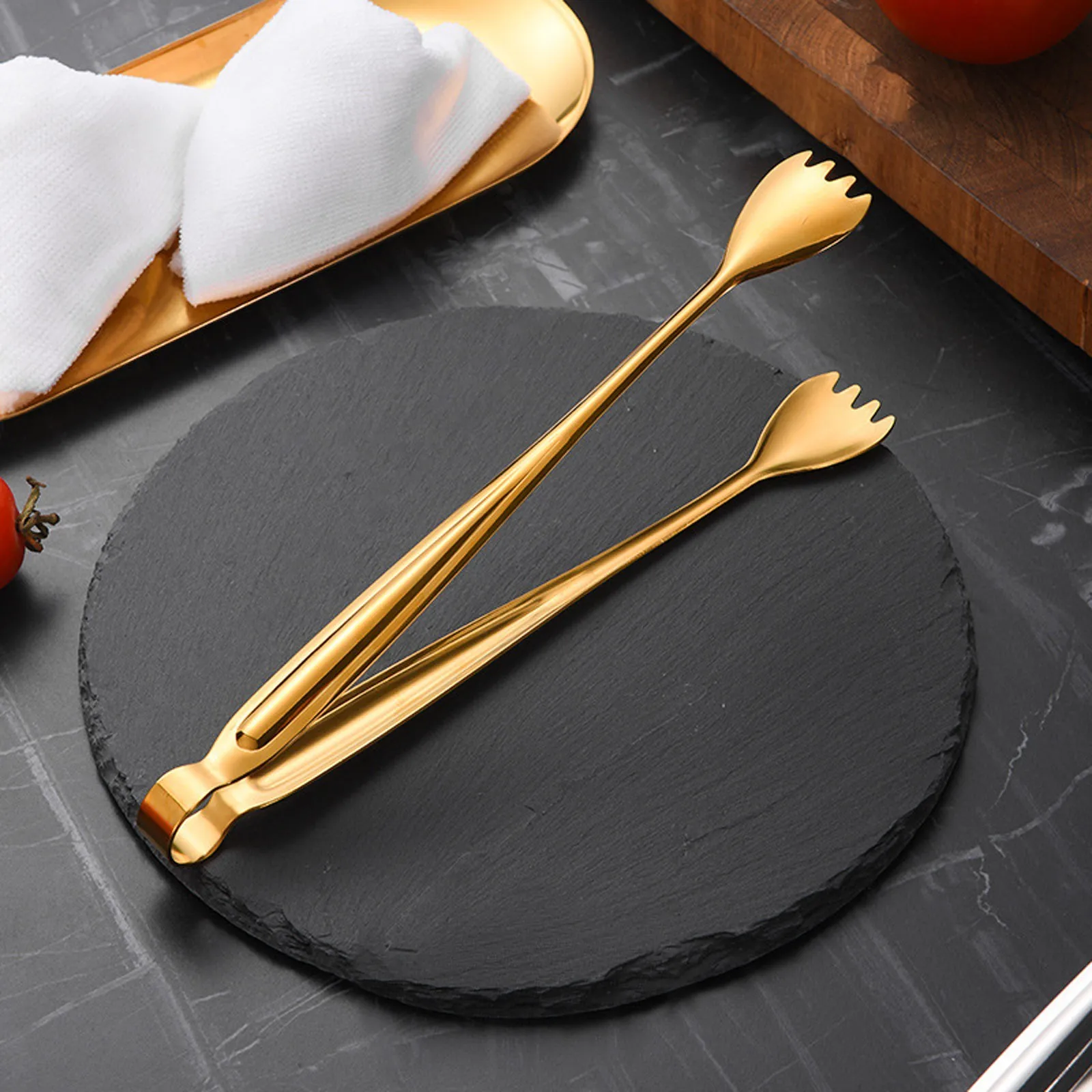 304 Stainless Steel Bread Clip Restaurant Towel Buffet Mini Serving Tongs Ice Sugar Clip Steak Barbecue Meat With Tooth food tongs