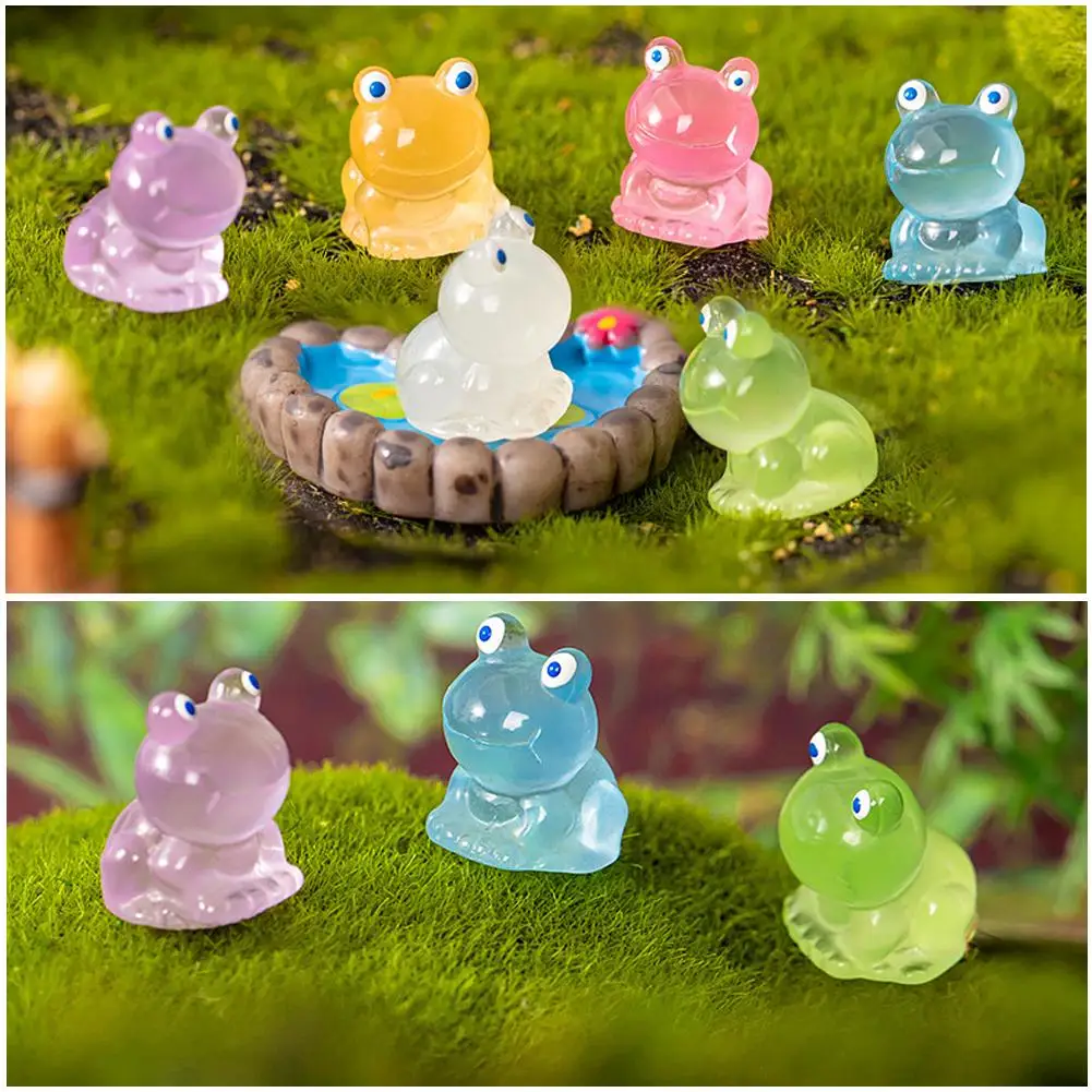 

140Pcs Luminous Mini Resin Frogs Glow In The Dark Tiny Frog Miniature Figurines Ornaments For Home Micro Garden Landscape D Q5I5