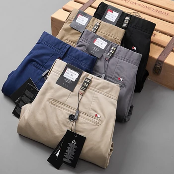 Men's Spring Autumn Fashion Business Casual Long Pants Suit Pants Male Elastic Straight Formal Trousers Plus Big Size 30-40