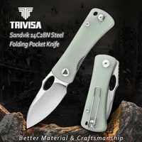 TRIVISA Folding Pocket Small Knife with Clip，Mini EDC Knife for Men,2.04”14C28N Steel Blade，G10 Handle for Women Camping Tools 1
