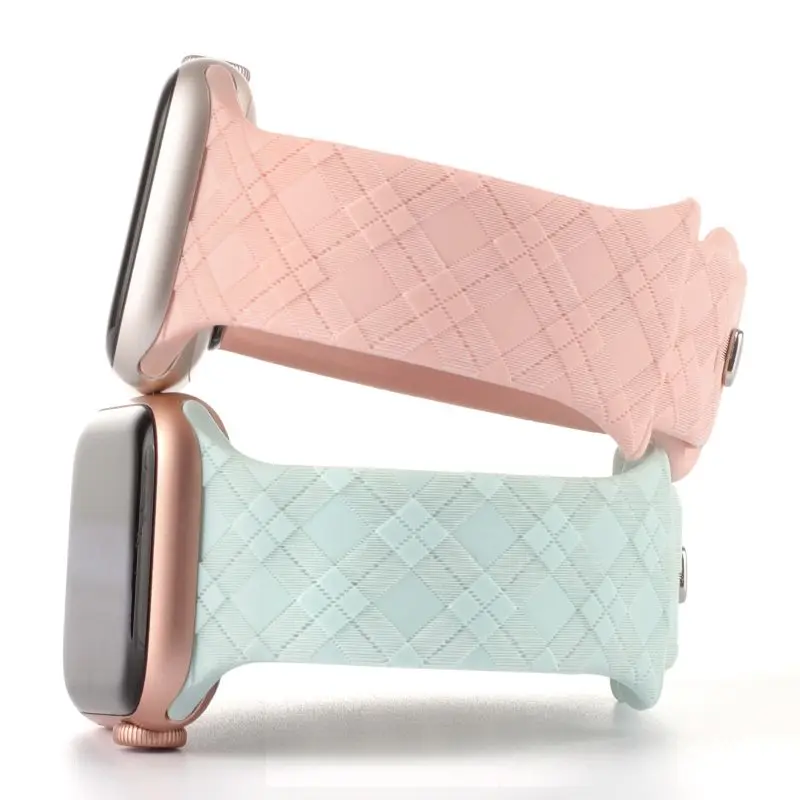 

Silicone Strap for Apple Watch Ultra Band 49mm 44mm 40mm 45mm 41mm 38mm 42mm Fashion Lattice Bracelet Iwatch Series 9 7 8 Se 5 4