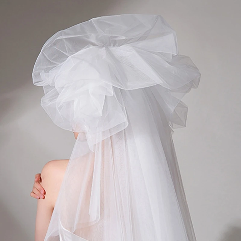 

Wedding Long Simple White Bride Veil Bridal Engagement Party Headdress