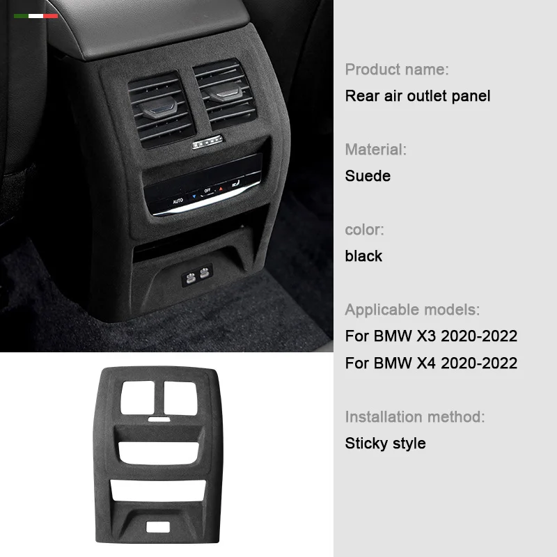 BMW X3 X4 F25 G01 G02 F26 2018-2022 용, 스웨이드 뒷줄, 후면 에어컨 통풍구, 장식 패널 프레임 커버 액세서리