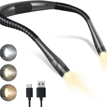 휴대용 USB 충전식 경량 LED 목 독서 조명, 손전등, 참신한 스타일, 핸즈프리