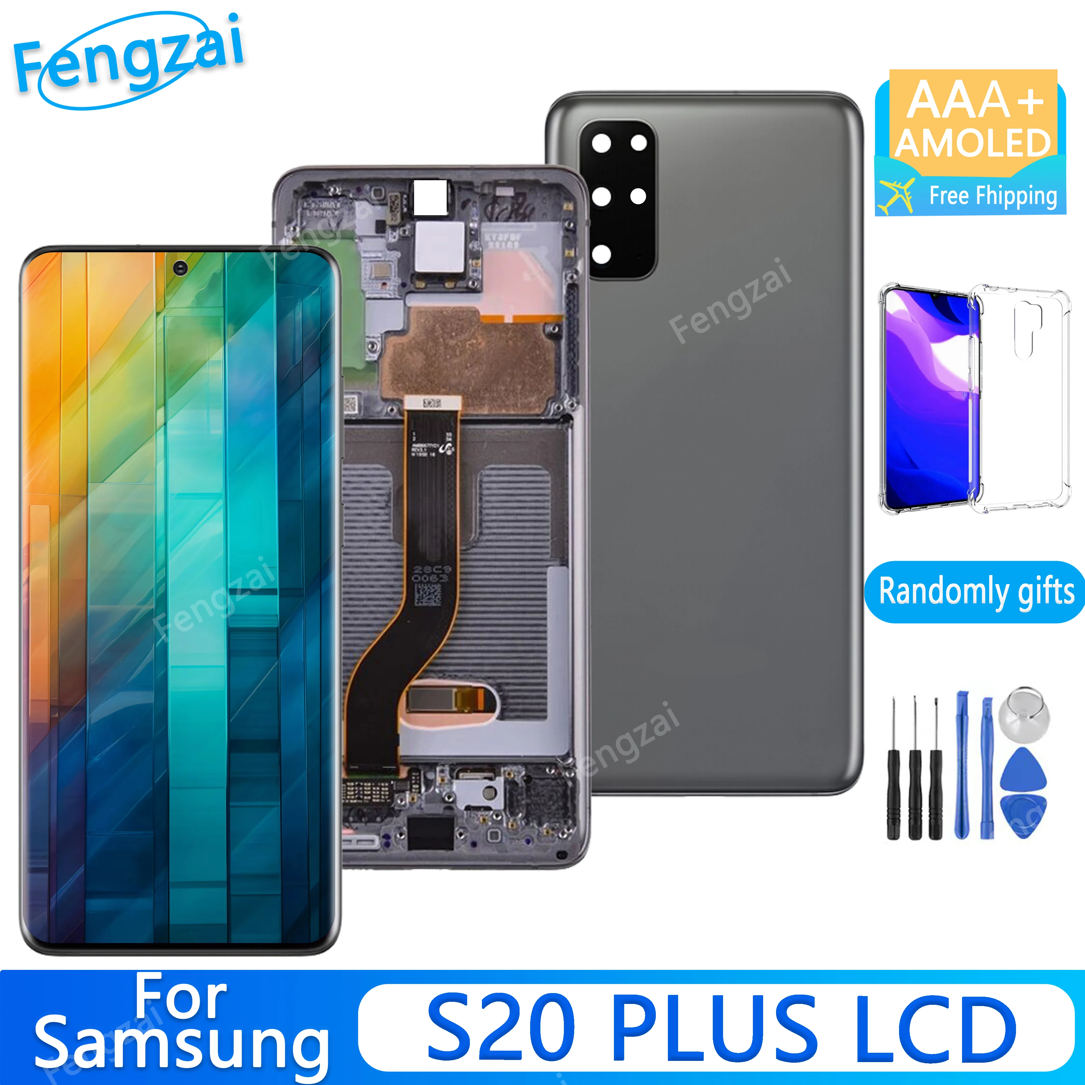 

6.7" Super Amoled For Samsung S20 plus Lcd Touch Screen Digitizer Assembly S20+ G985A G985U G985F/DS LCD Display Free Back Cover