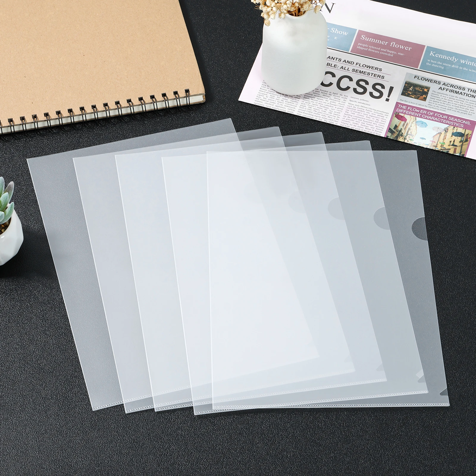 

50Pcs Clear Document Folder L Type Plastic File Folders Plastic Transparent Project Pockets Reusable Plastic Resume File Sleeves