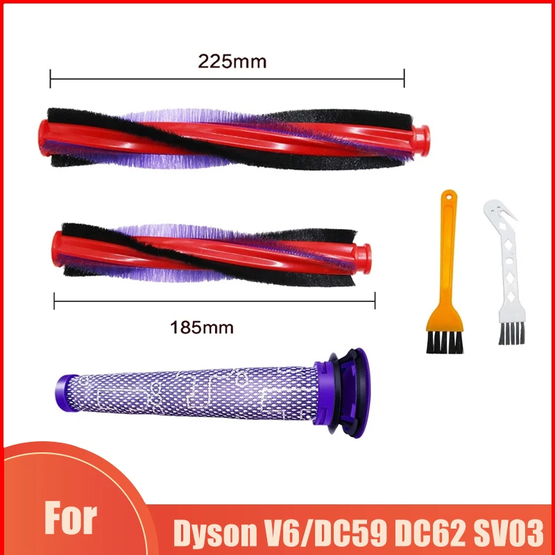 Dyson v6 Animal Fluffy Dc59 Dc62 Sv03 Sv073 sem Fio Aspirador de Cerdas Rolo Escova Bar Pré-filtro Peças de Reposição