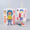 Children's DIY Craft Toys Novelty Painting Drawing Toys Color Filling Paper Rotating Graffiti Puzzle Educational Toys for Kids 2
