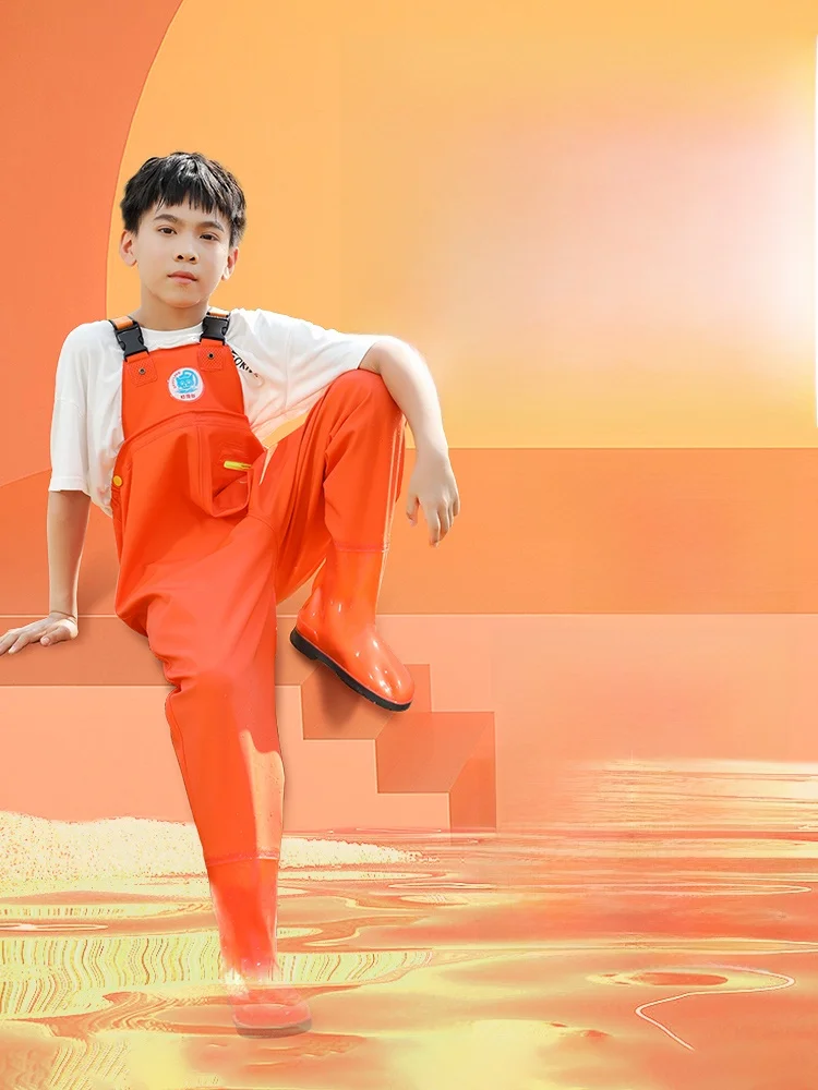 어린이용 방수 작업복 레인 팬츠 및 부츠 물놀이용 물소리나는 강 대형 어린이 해산물 수거 장비