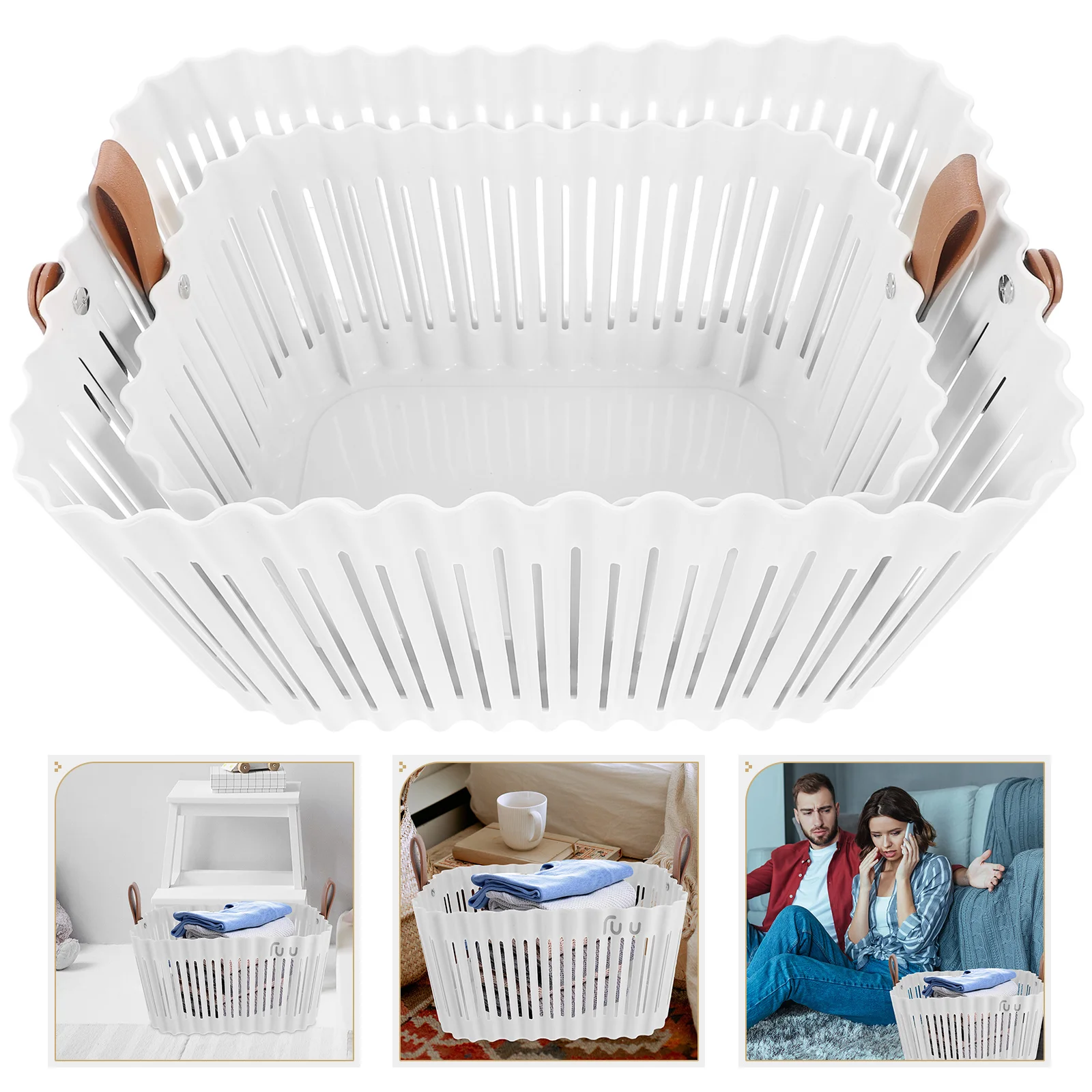 

2 Pcs Two Piece Suit Organize Storage Baskets Laundry Pp Dirty Clothes Container