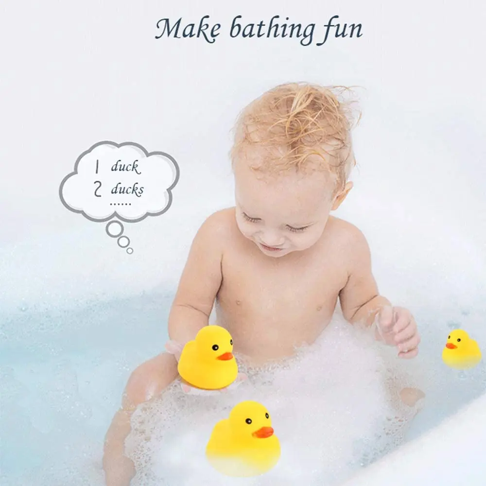 10pcs Preschool Bath Toys Mini Rubber Ducks Squeak Float Ducks Baby Bathtub Shower Toy Gift for Toddlers Kids Boys Girl Birthday 3