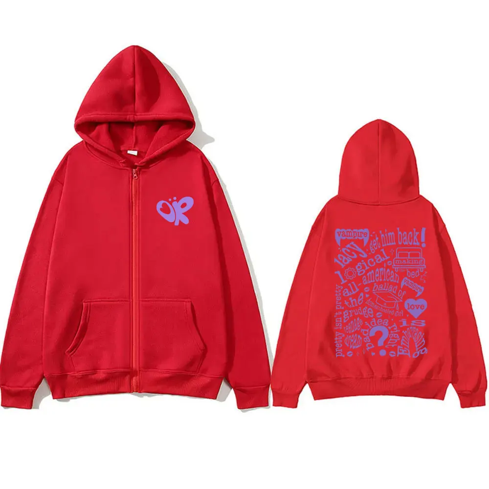 Vampire Guts 2024 World Tour Concert Zipper Hoodie Men Women Fashion Y2K Aesthetic Hoodies Unisex Fleece Oversized Zip Up Jacket
