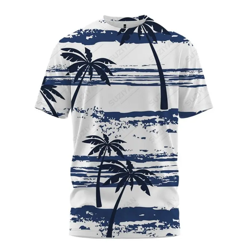 

Summer Men's T-shirt 3D Coconut Tree Print Top O-Neck Hawaiian Short Sleeve T-shirt Fashion Casual Beach Men's Clothing
