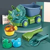 Summer Seaside Beach Toy Engineering Car Set Baby Beach Game Toy Dinosaur Beach Car Digging Sand Shovel Toy Tool Baby Bath To 1