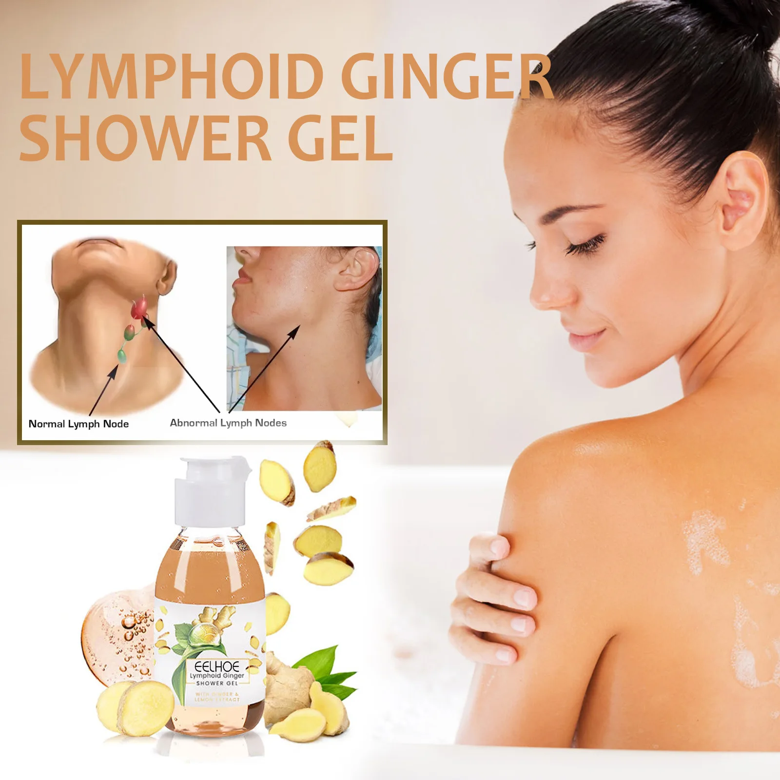 EELHOE Lymphatic Drainage Ginger Shower Gel Neck Lymph Relief Detox  Slimming Body Cleaning Swelling Fat Loss Firm Skin Body Wash - AliExpress