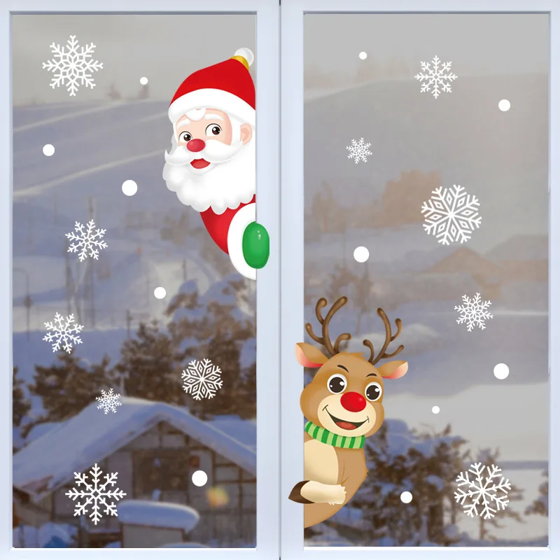 Wall Sticker Window Stickers Christmas Stickers Christmas Santa Claus Window Stickers Wall Ornaments Christmas Pendant Merry For Home Decor New Year Stickers