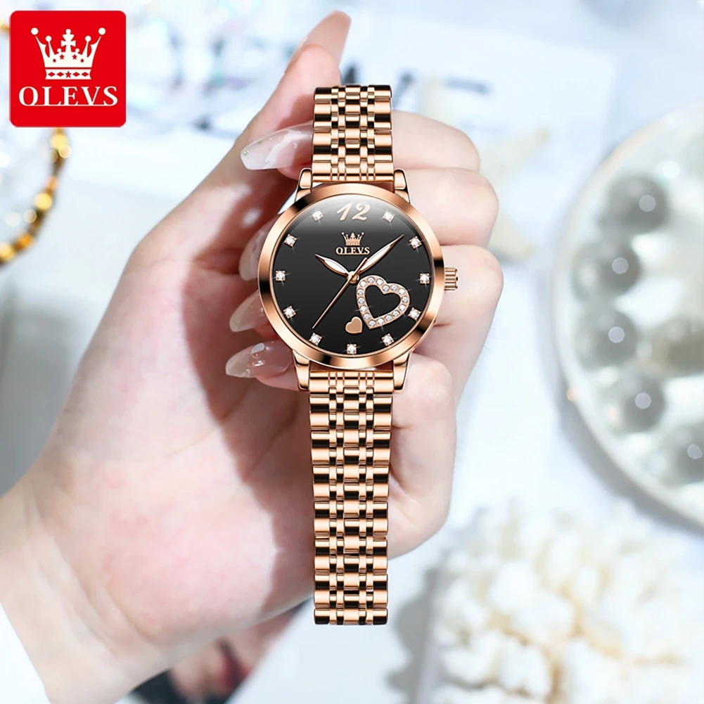 OLEVS  Luxury Women Watch Top Brand Fashion Waterproof Stainless Steel Diamond Ladies Quartz Wristwatch Montre Femme Beautiful