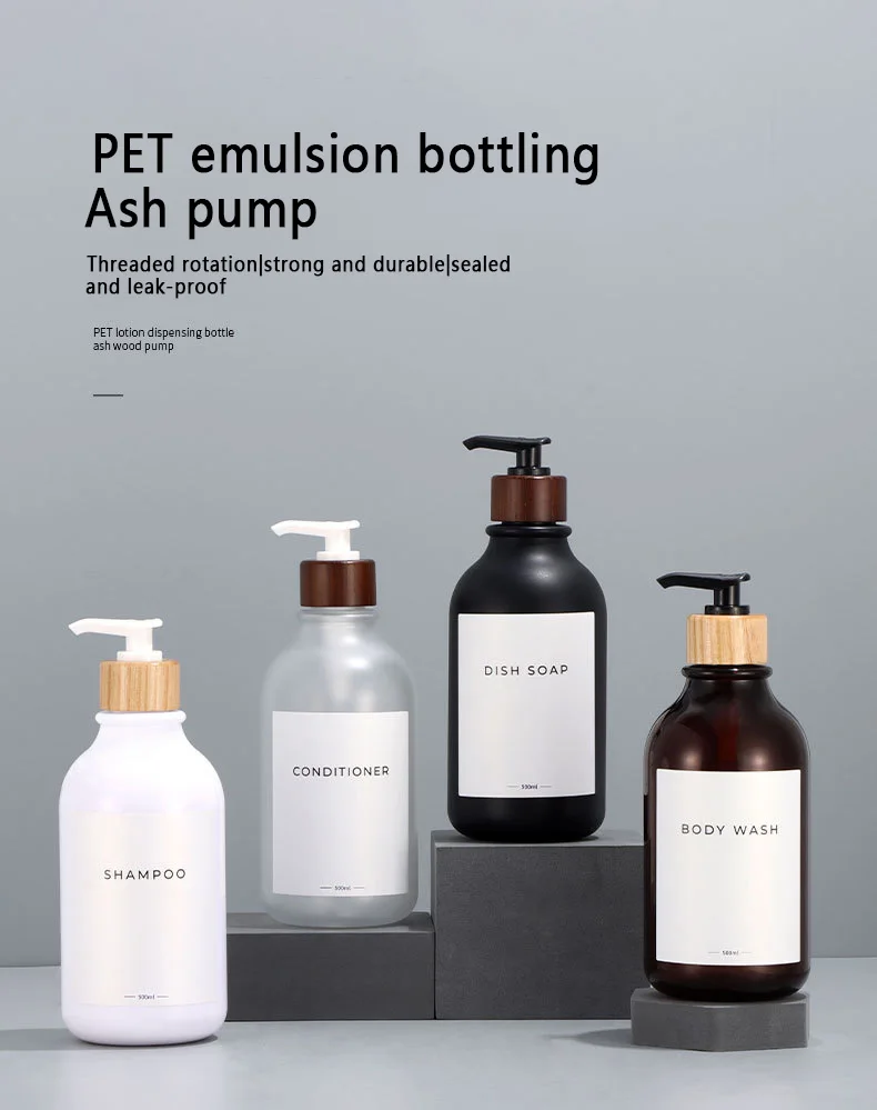 Description Picture 2 of item500ML PET Plastic Emulsion Dispensing Bottle Reusable Press Pump Portable Body Wash Shampoo Storage Bottles Bathroom Accessories
