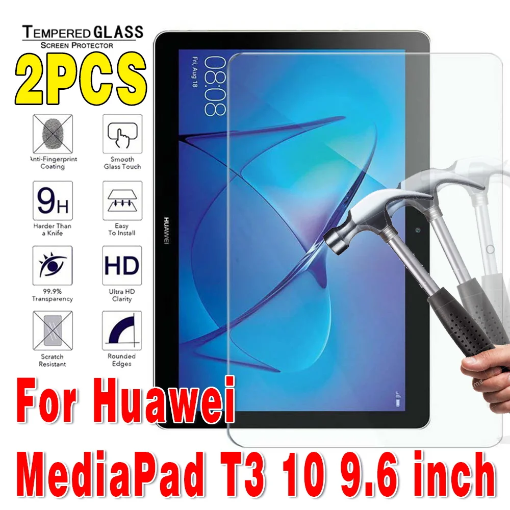 

2 Pcs Tempered Glass For Huawei Media Pad T3 10 Screen Protector Tablet 9.6" Tempered Glass Tablet Screen Protectors Film