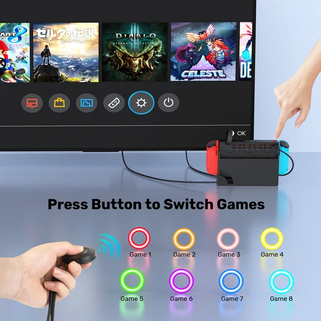 For Nintendo Switch OLED Game Switcher One-key Fast Switching Multi Gaming Card Reader 5M Wireless Control NS Accessories 4