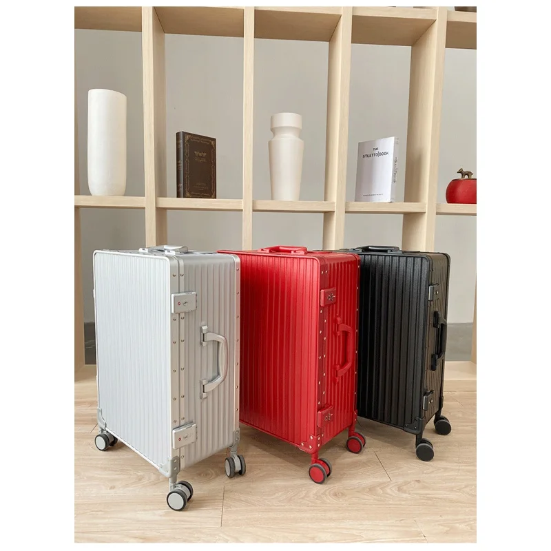 Exported Aluminum Frame Luggage Mute Universal Wheel Trolley Case  Boarding Bag Large capacity luggage travel suitcases