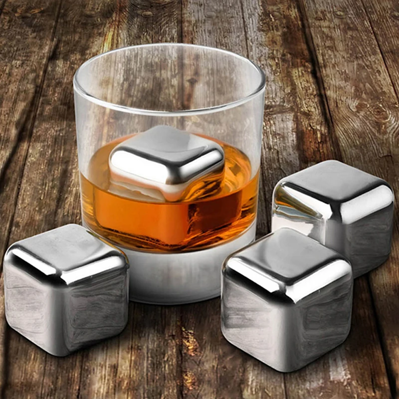 Whiskey Stones Reusable Ice Cubes with Silicone Square Ice Molds Box  Packaging