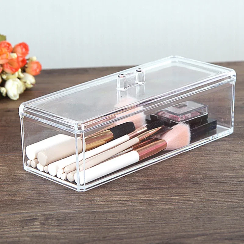 Rectangle Home Clear Storage Transparent Display Organize Cosmetic Makeup Make Up Cotton Swab Acrylic Box