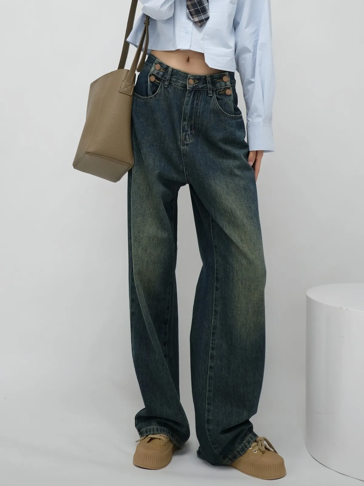 

ZHISILAO New Loose Wide Leg Straight Jeans Women Vintage Boyfriend Full Length Denim Pants Streetwear 2023