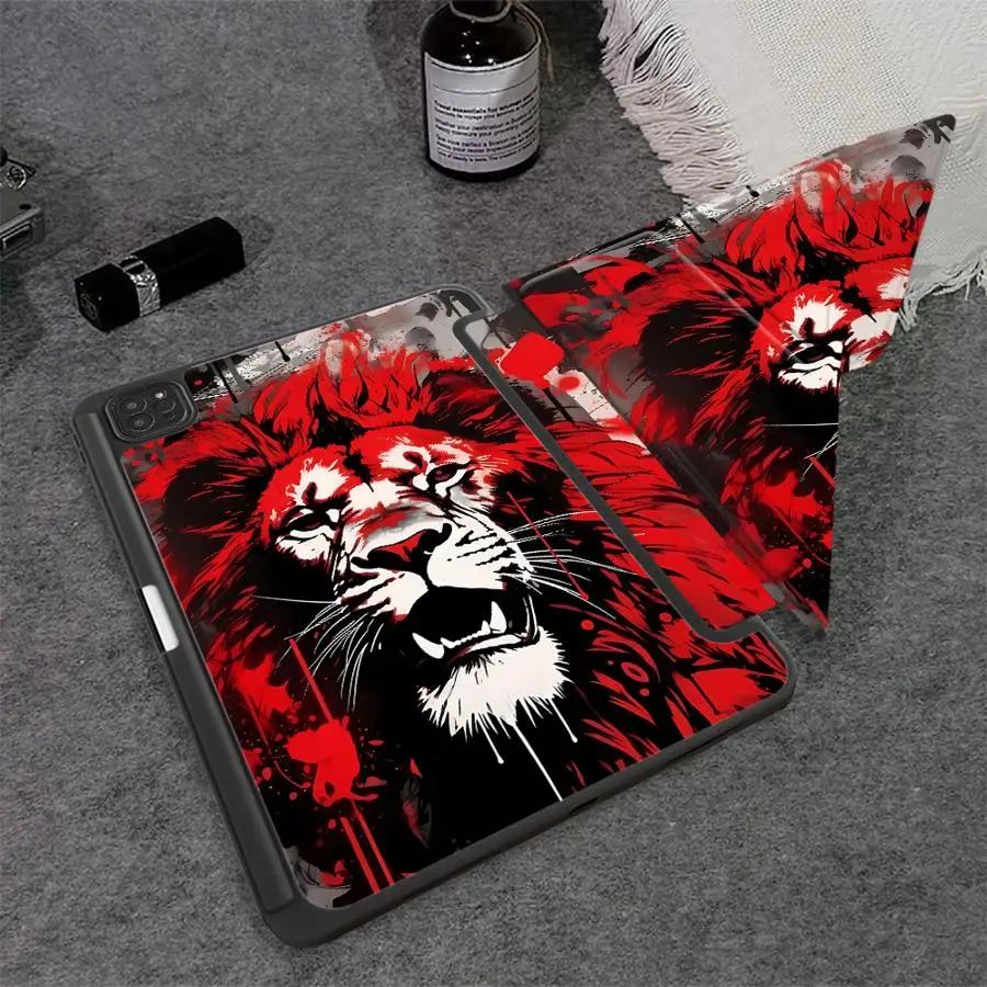 Abstract Lion Tablet Case with Holder and Cover, Compatible with Multiple Sizes