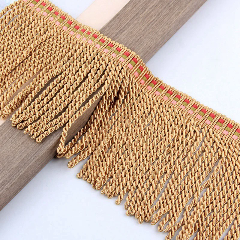 12Yards/Lot 12cm Twist Tassel Trim Cord Gold Rope Fringe Lace Home ...