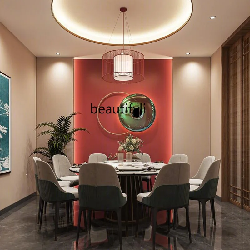 

Modern Light Luxury Solid Wood Dining Tables and Chairs Set Simple Home Club Hotel Balcony round Table Furniture