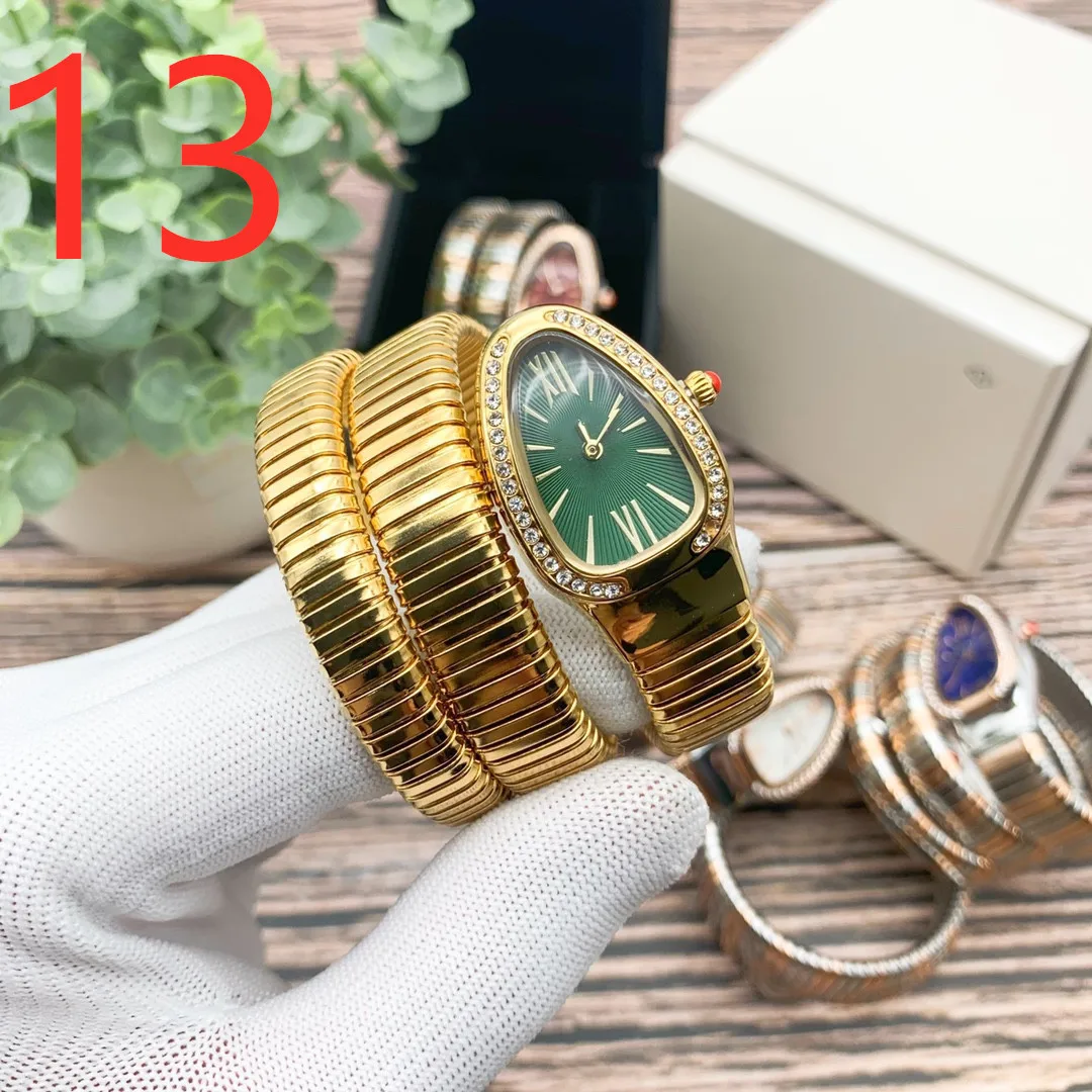 2022 New Fashion Snake Style Luxury Sport Quartz Stainless Steel Watch For Woman Calendar Round Wristwatch High Quality