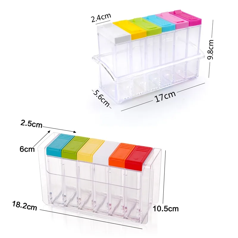 Transparent Spice Jar Set Salt and Pepper Seasoning Bottle Colorful Lid Kitchen Condiment Cruet Storage Container  Spice Rack 3