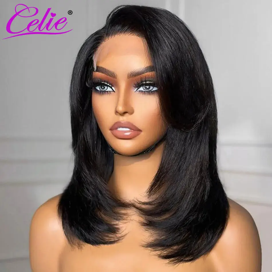 Celie Super Double Drawn Straight Bob Wig With Pop Layers 6&times;5 Wear Go Glueless Wig Short Human Hair