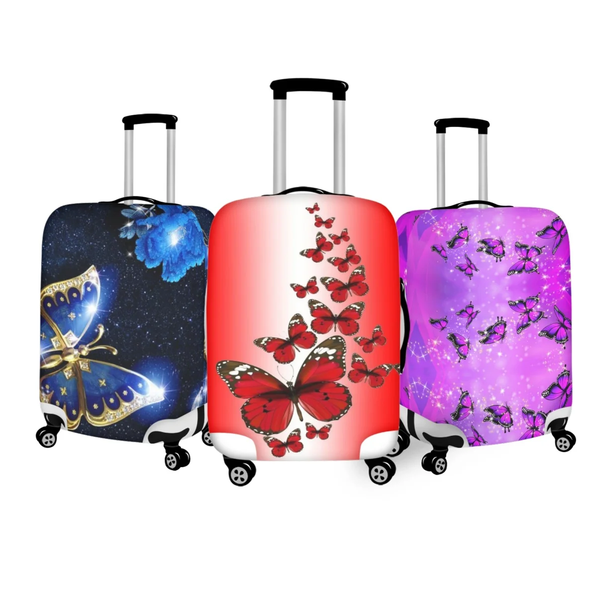 

Twoheartsgirl Colourful Butterfly Pattern Suitcase Protective Covers 18-32 Inch Ladies Elastic Luggage Cover Travel Accessories
