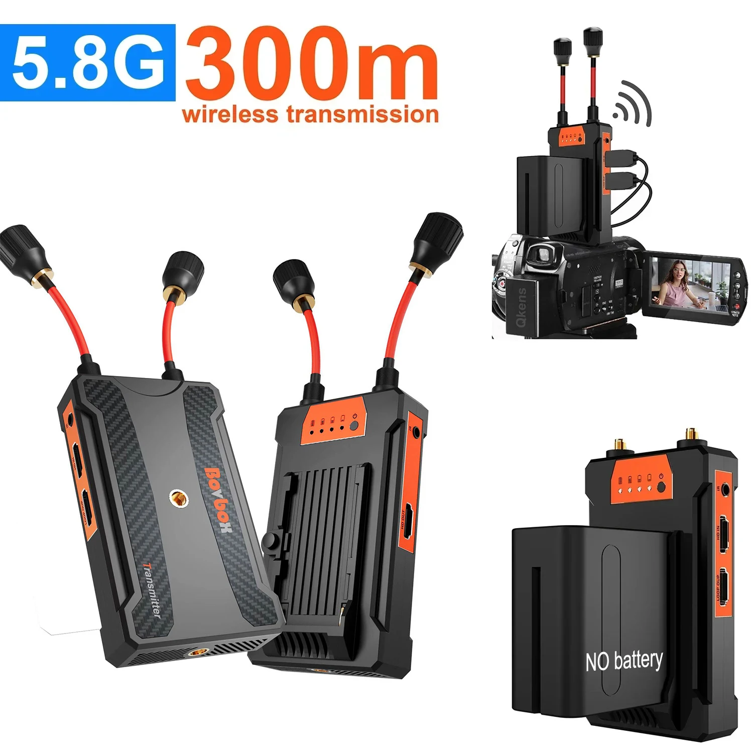 

300m Long Distance Wireless Transmission HDMI Transmitter and Receiver Video Live Streaming Extender for PS4 PC Camera Battery