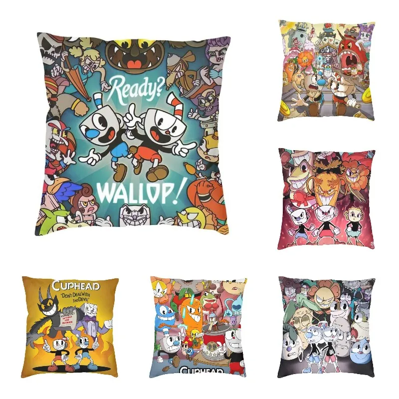 

Game Cuphead Mugman Cushion Cover Double-sided 3D Printing Cartoon Throw Pillow Case for Car Cool Pillowcase Decoration