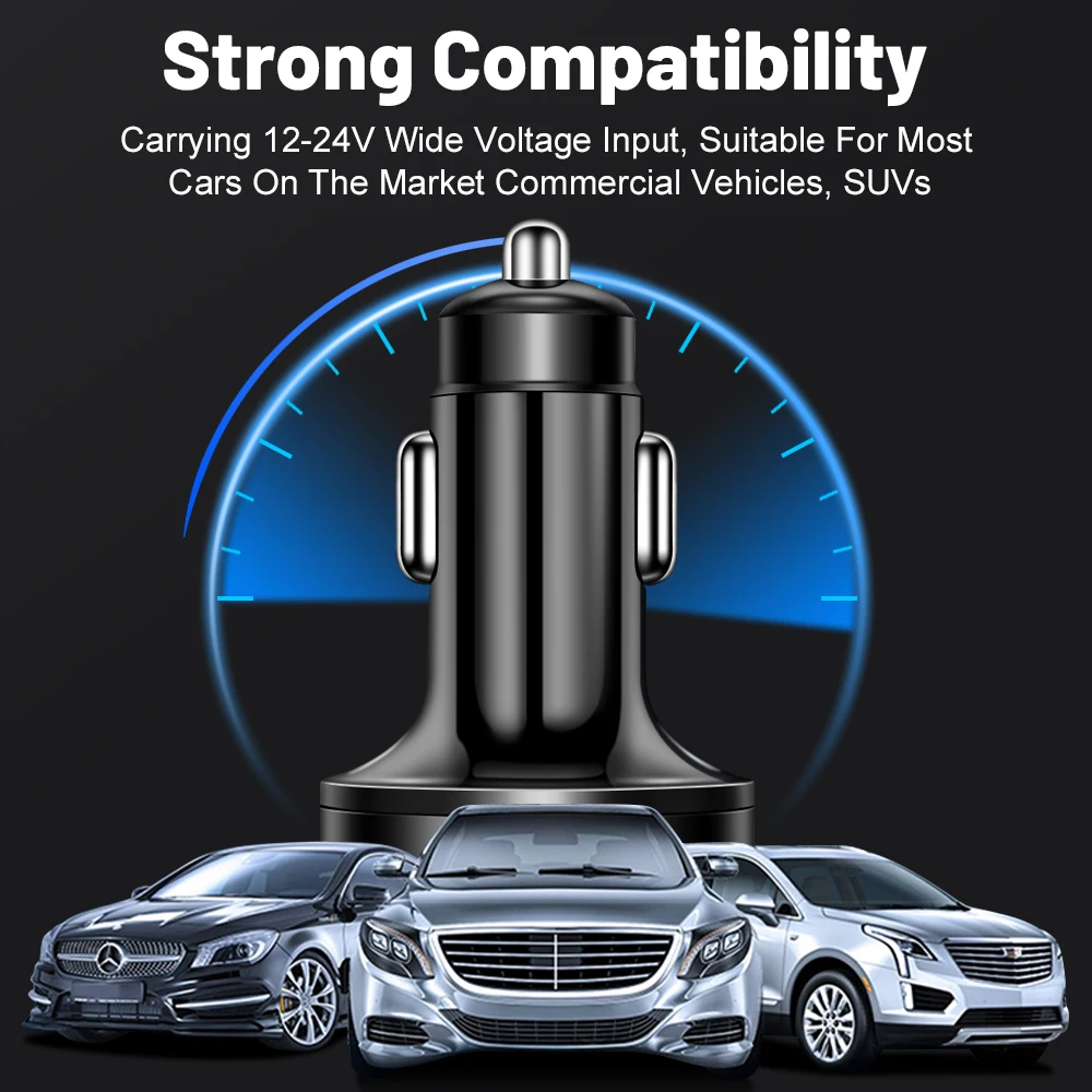 Car Phone Charger 100W 6 Ports Car Charger Fast Charging PD QC3.0 USB C Adapter For iPhone Samsung Xiaomi Huawei