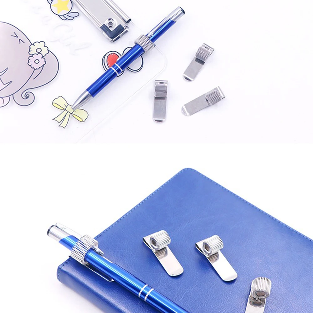 Portable Metal Pen Clip Multifunctional Pen Clip Notebook Spring Suitable for Notebook Folder Book 1/2PCS
