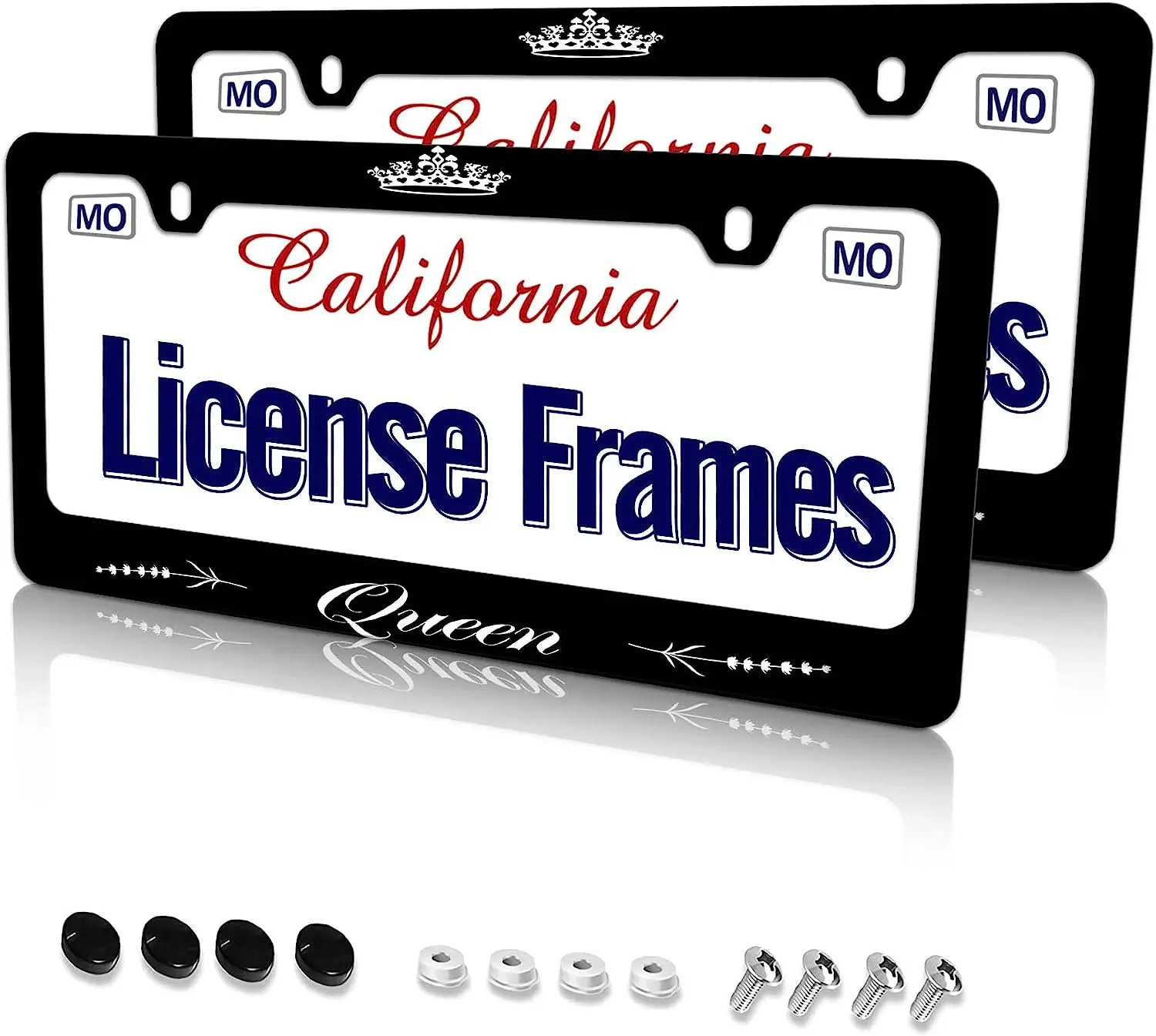 

Queen License Plate Frame Crown License Plate Frame Princess License Plate Frame Stainless Steel Decorative Queen Car Tag 2PC