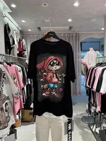Oversized Rhinestone Rabbit mid-length half-sleeved top 100% cotton women's short-sleeved T-shirt - Image 2