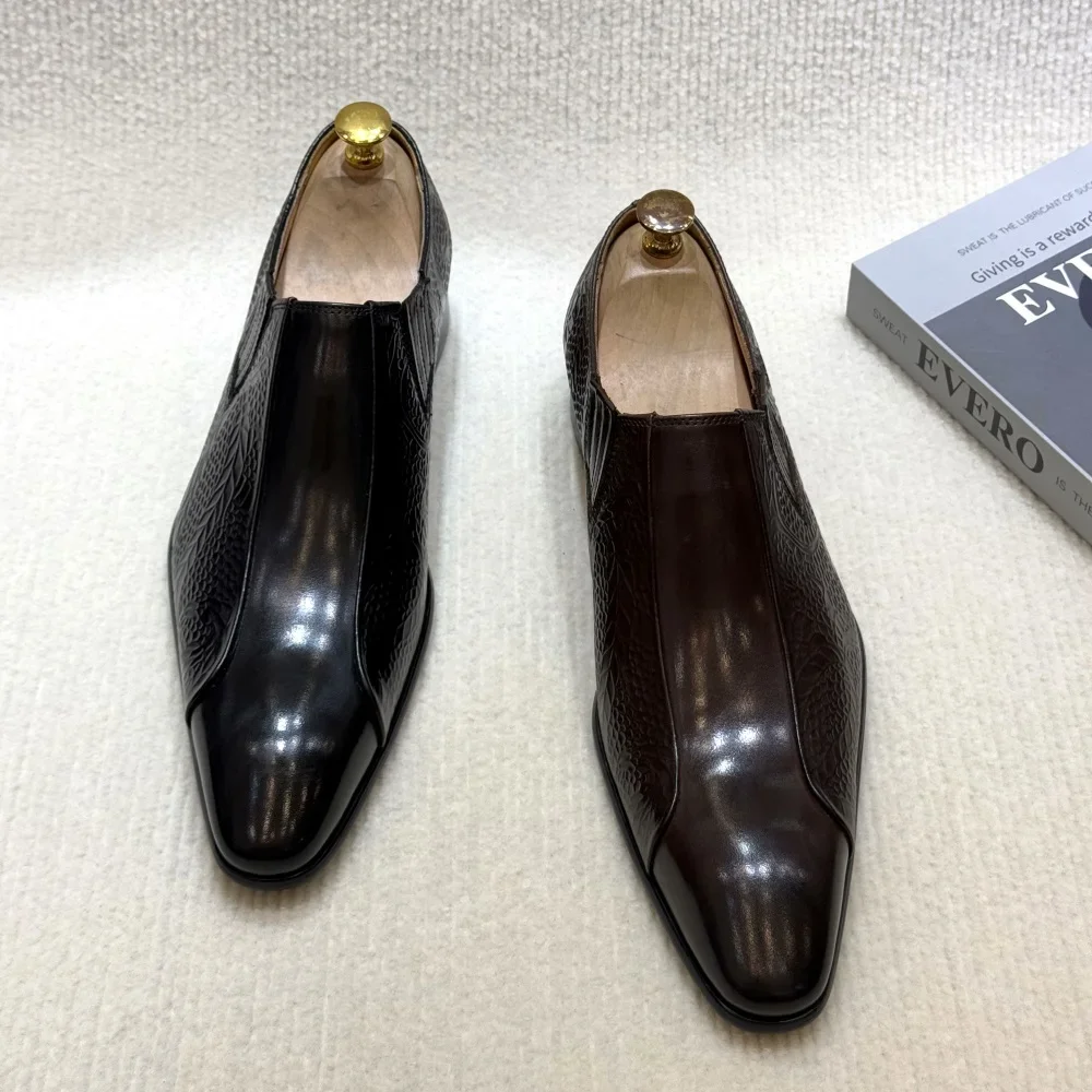 Men's Genuine Leather Suede Monk Strap Dress Shoes Classic Gentleman Pointed Toe Buckle Business Casual Suit Footwear