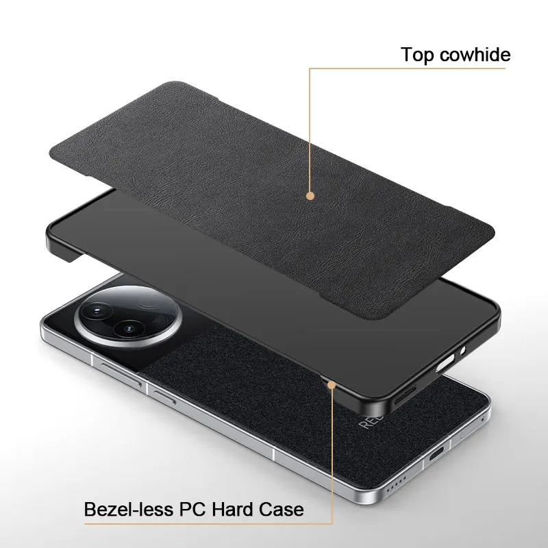 Frameless Leather Shockproof Case with Silicone Bumper