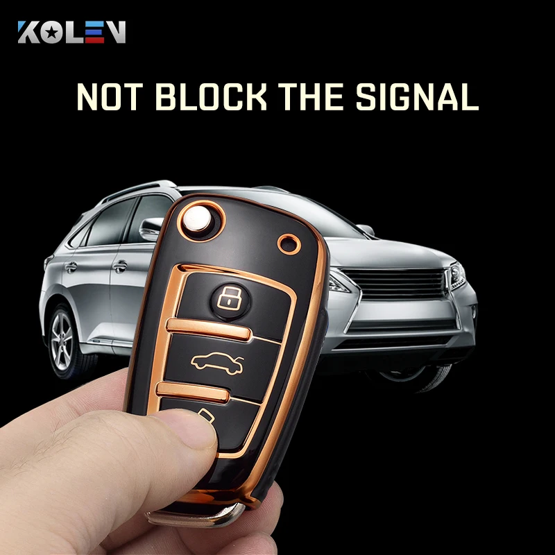 TPU Car Flip Key Case Cover for Audi A1 A3 8P 8L A4 A5 B6 B7 A6 A7 C5 C6 4F Q3 Q5 Q7 Q8 TT S3 S4 S6 RS